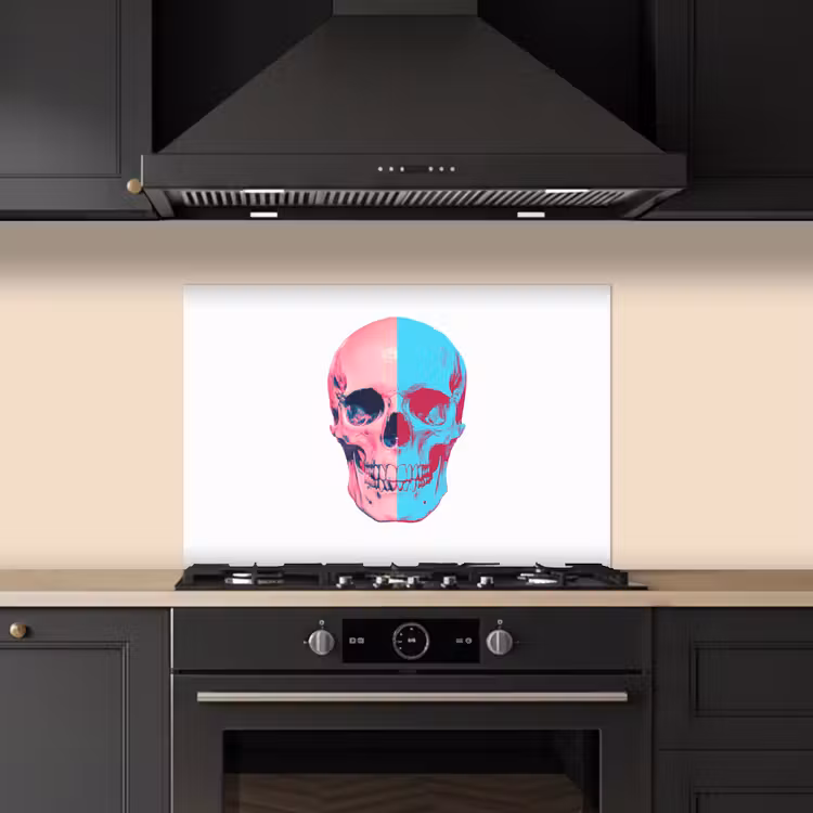 Spatscherm keuken - Schedel - Grafisch - Roze - Verdeeld — 5