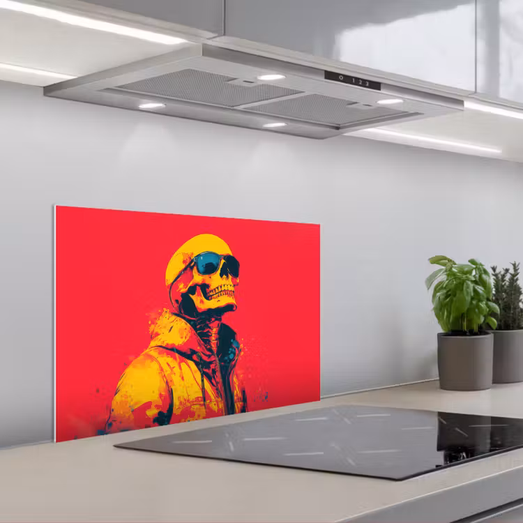 Spatscherm keuken - Zonnebril - Schedel - Jas - Rood — 1