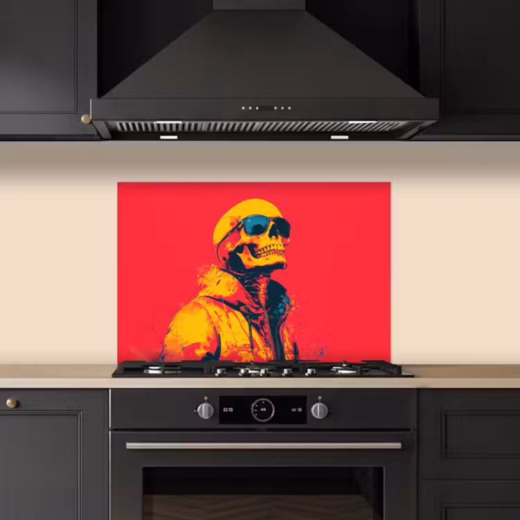 Spatscherm keuken - Zonnebril - Schedel - Jas - Rood — 5