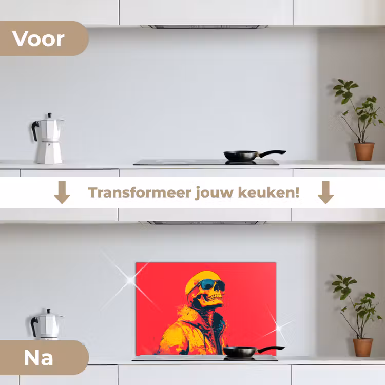 Spatscherm keuken - Zonnebril - Schedel - Jas - Rood — 7