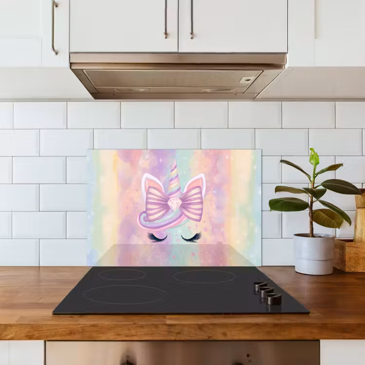 Spatscherm keuken - Eenhoorn - Glitters - Regenboog - Pastel — 3