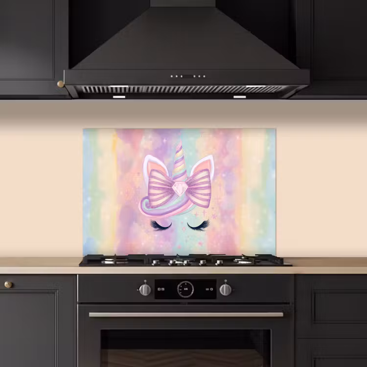 Spatscherm keuken - Eenhoorn - Glitters - Regenboog - Pastel — 5