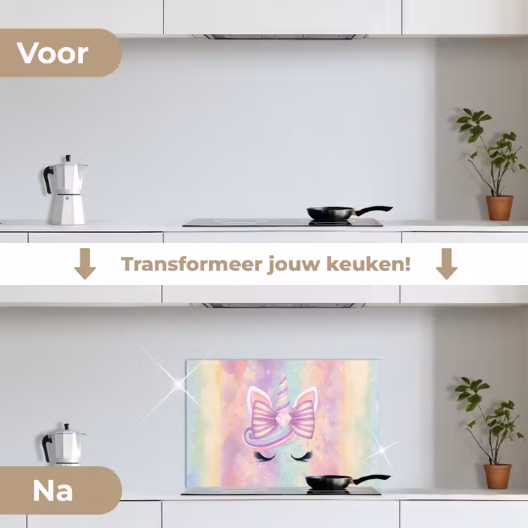 Spatscherm keuken - Eenhoorn - Glitters - Regenboog - Pastel — 7