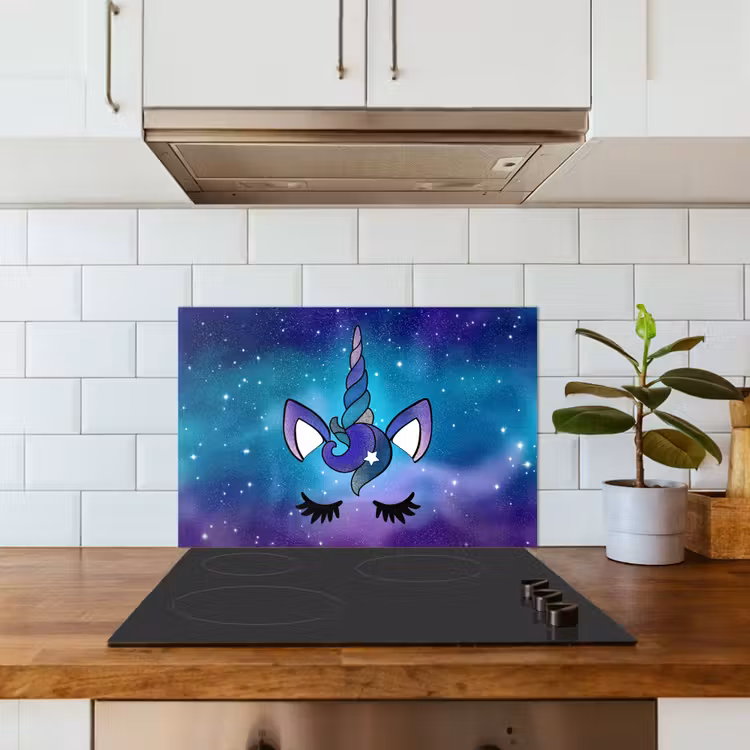 Spatscherm keuken - Eenhoorn - Sterrenhemel - Ster - Blauw — 3