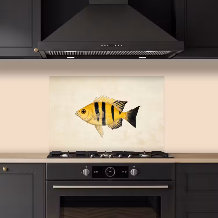 Spatscherm keuken - Geel - Vis - Strepen - Tropisch — 5