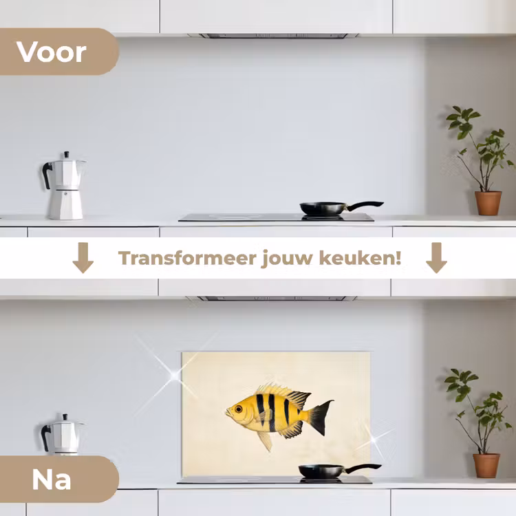 Spatscherm keuken - Geel - Vis - Strepen - Tropisch — 7