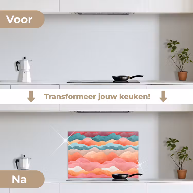 Spatscherm keuken - Golven - Kleurrijk - Abstract — 7