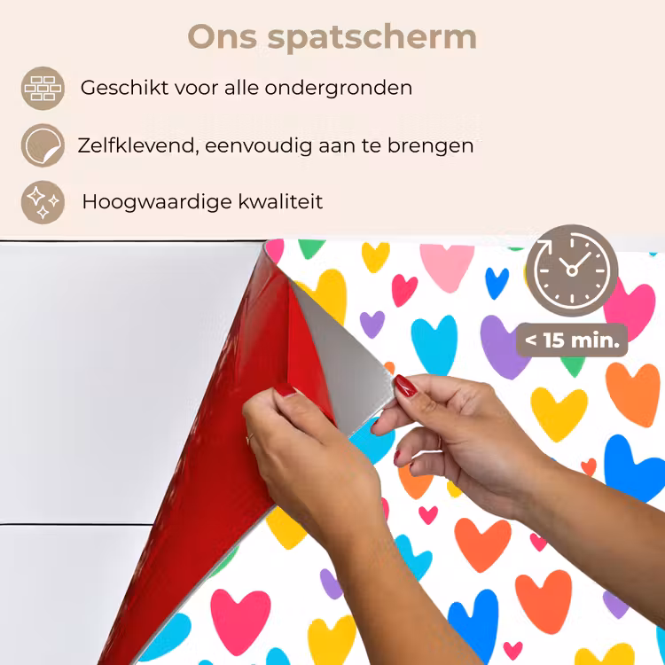 Spatscherm keuken - Hartjes - Kleurrijk - Patroon - Levendig — 4