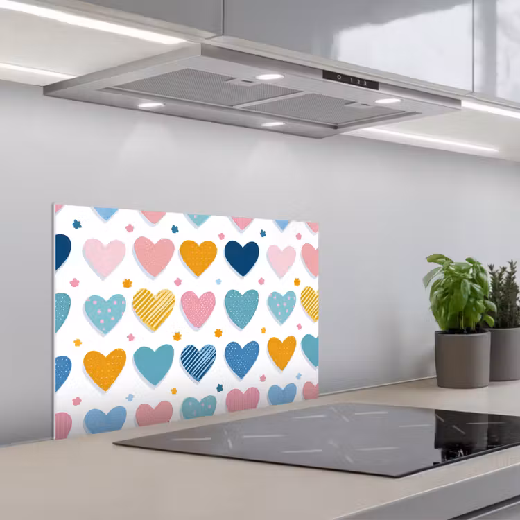Spatscherm keuken - Hartjes - Pastel - Patroon — 1