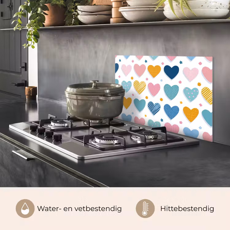 Spatscherm keuken - Hartjes - Pastel - Patroon — 2