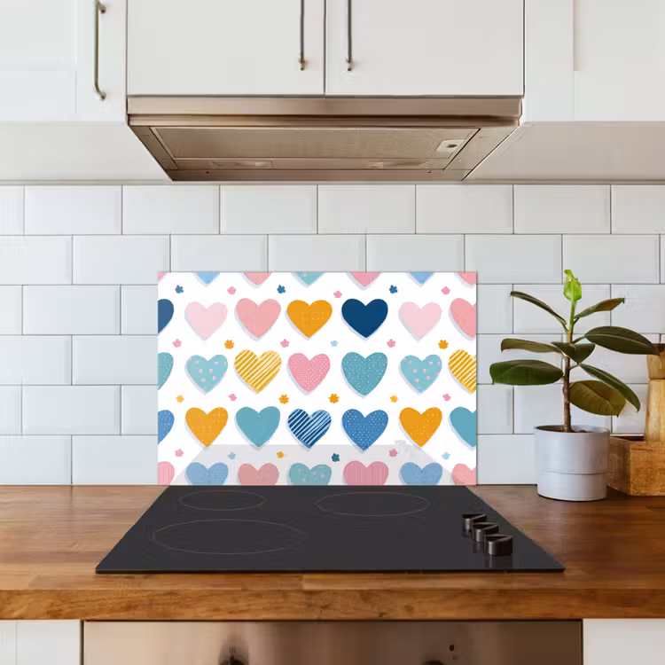 Spatscherm keuken - Hartjes - Pastel - Patroon — 3