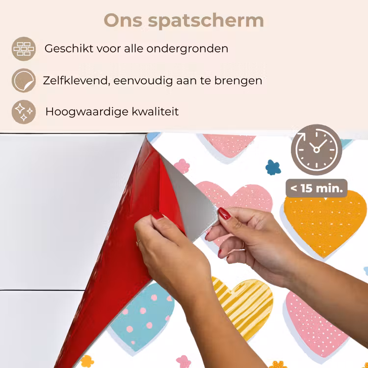 Spatscherm keuken - Hartjes - Pastel - Patroon — 4