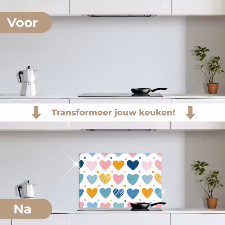 Spatscherm keuken - Hartjes - Pastel - Patroon — 7