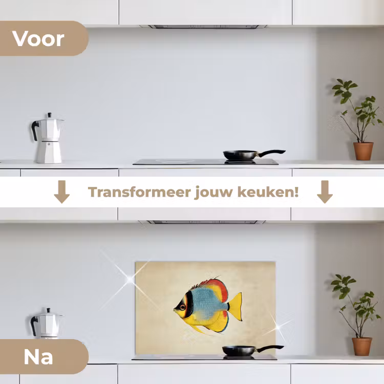 Spatscherm keuken - Kleurrijk - Vis - Schubben - Illustratie — 7