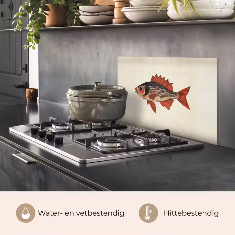 Spatscherm keuken - Schubben - Rood - Vis - Vinnen — 2