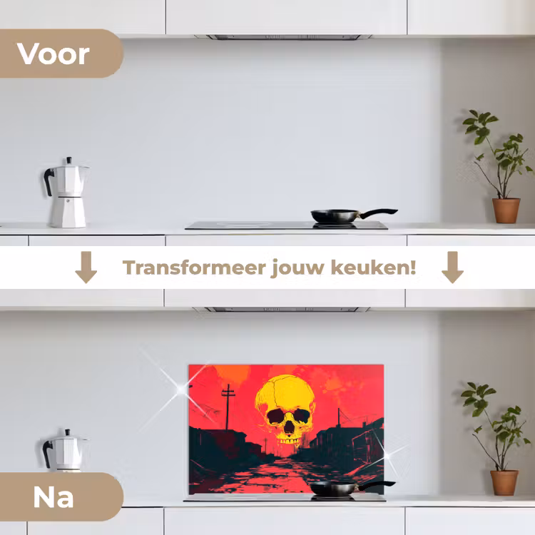 Spatscherm keuken - Straat - Verlaten - Schedel - Geel — 7