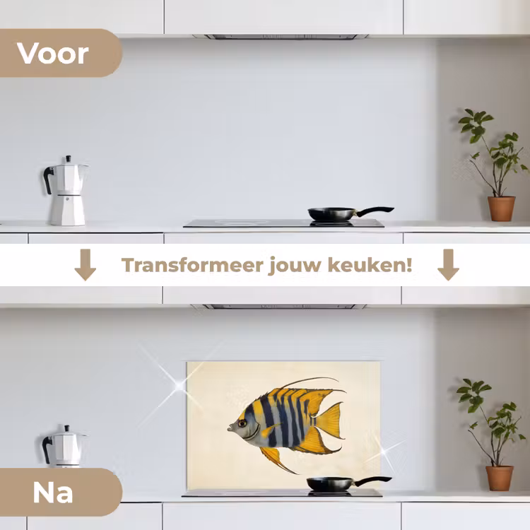 Spatscherm keuken - Vis - Sierlijk - Vinnen - Illustratie — 7