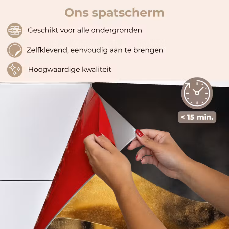 Spatscherm keuken - Zwart - Goud - Golven - Schaduw — 4