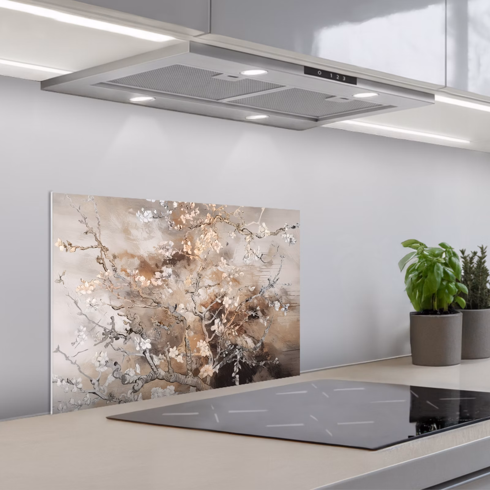 Spatscherm keuken - Amandelbloesem - Kunst - Van Gogh - Beige - Abstract — 1