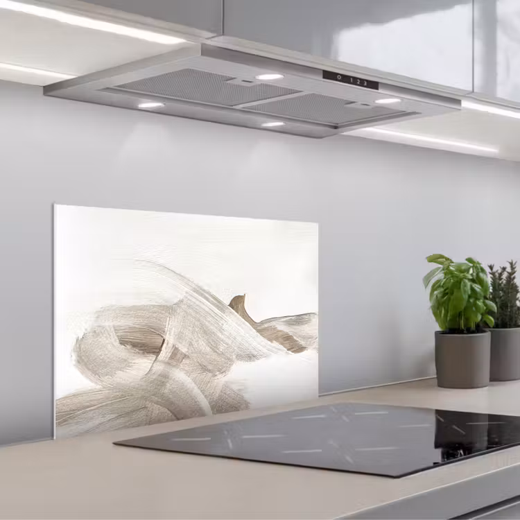 Spatscherm keuken - Abstract - Moderne kunst - Beige — 1