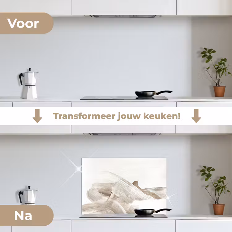 Spatscherm keuken - Abstract - Moderne kunst - Beige — 7