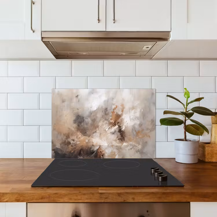 Spatscherm keuken - Verf - Abstract - Beige - Kunst — 3