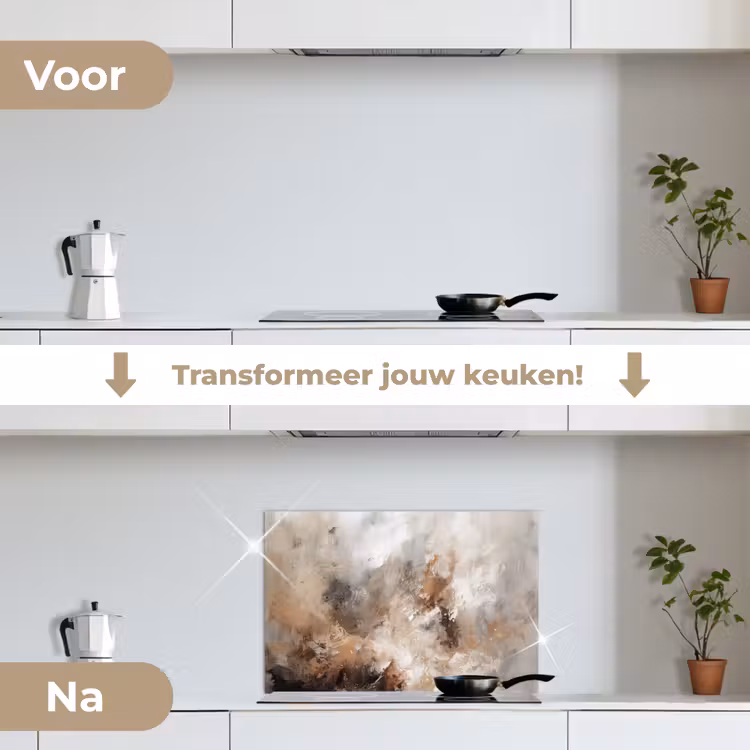 Spatscherm keuken - Verf - Abstract - Beige - Kunst — 7