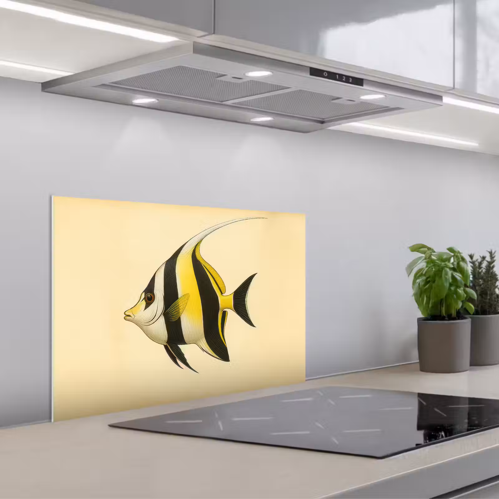 Spatscherm keuken - Vis - Sierlijk - Rugvin - Geel — 1