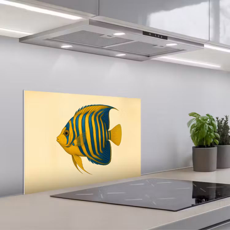 Spatscherm keuken - Felgeel - Vis - Strepen - Vinnen — 1