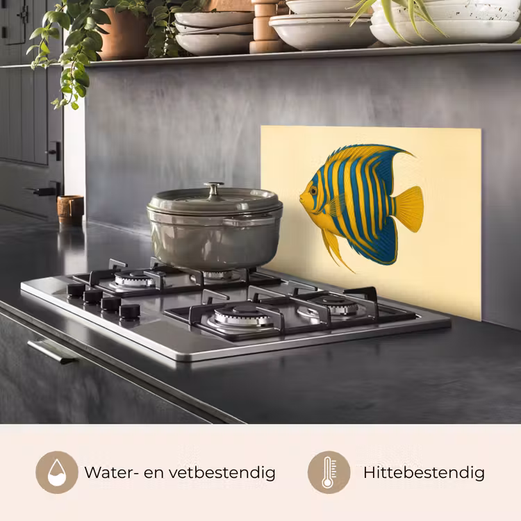 Spatscherm keuken - Felgeel - Vis - Strepen - Vinnen — 2