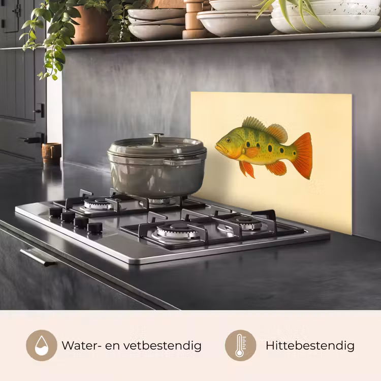 Spatscherm keuken - Schubben - Vis - Groen - Illustratie — 2