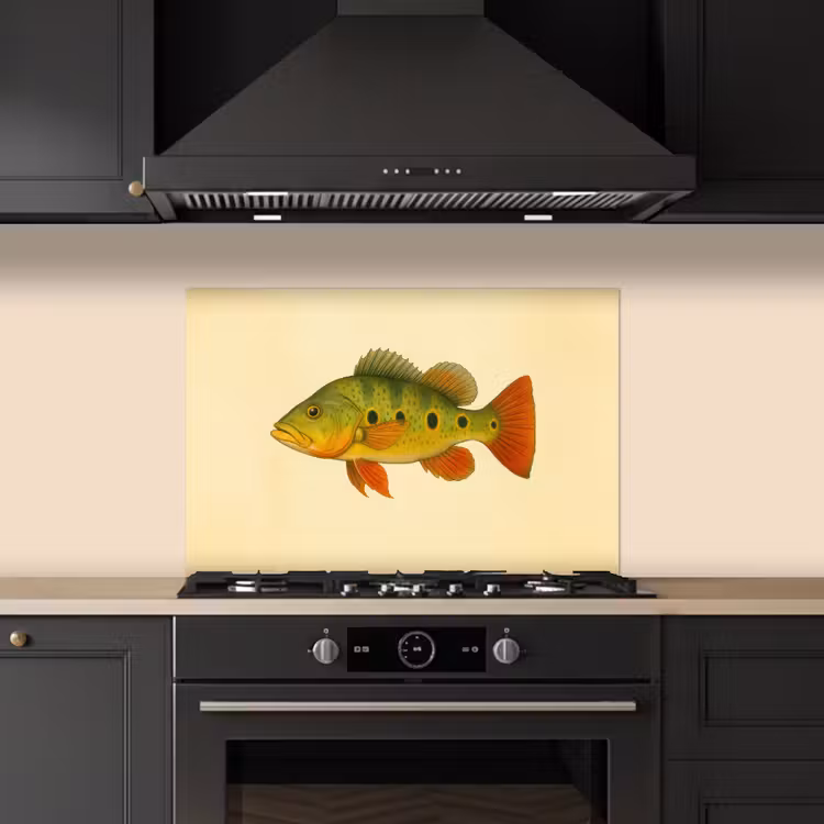 Spatscherm keuken - Schubben - Vis - Groen - Illustratie — 5