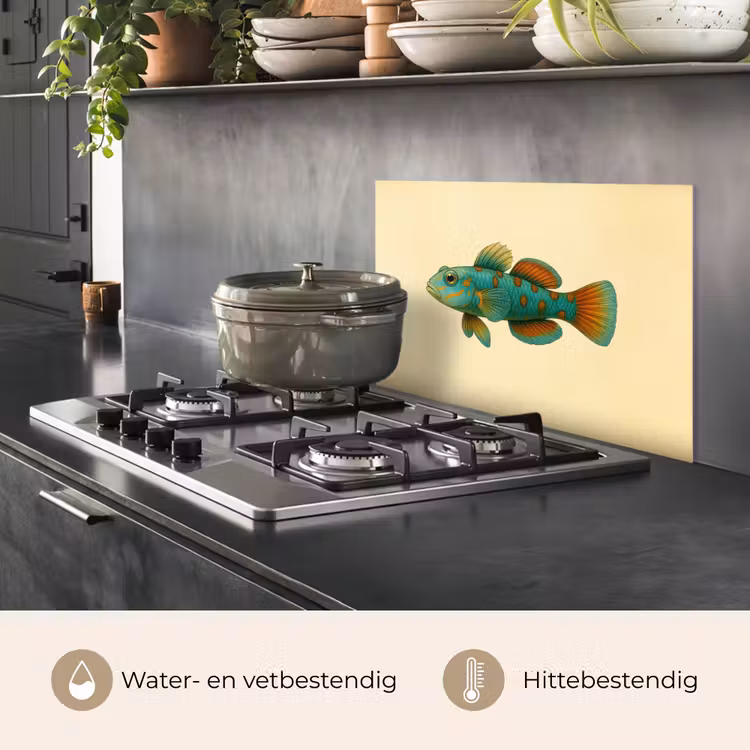 Spatscherm keuken - Vis - Blauw - Stippen - Schubben — 2