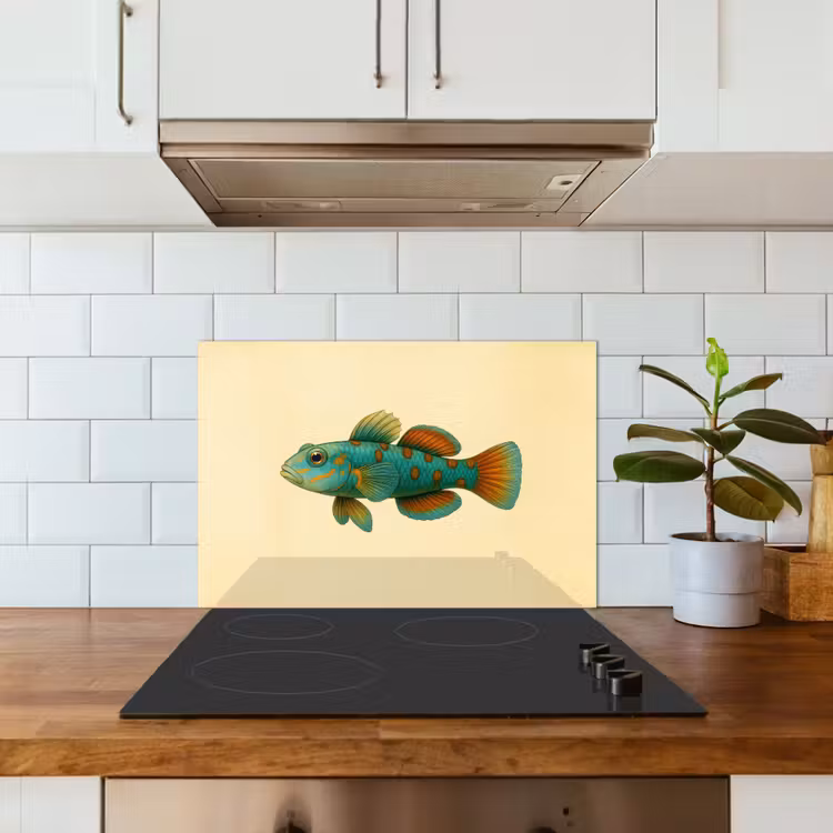 Spatscherm keuken - Vis - Blauw - Stippen - Schubben — 3