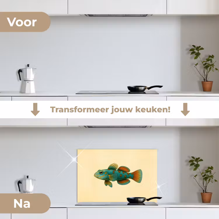 Spatscherm keuken - Vis - Blauw - Stippen - Schubben — 7