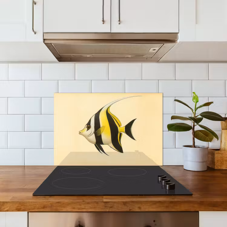 Spatscherm keuken - Vis - Sierlijk - Rugvin - Geel — 3