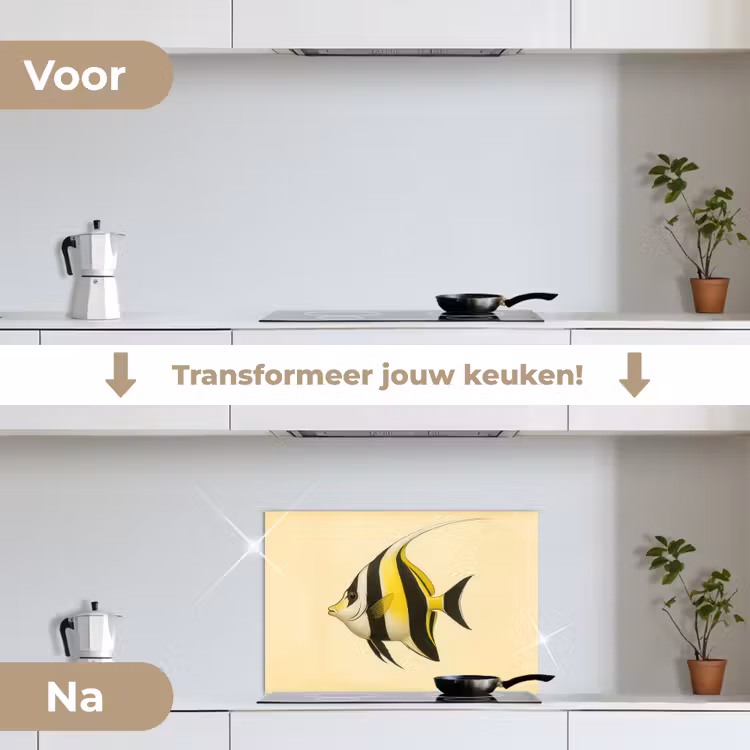 Spatscherm keuken - Vis - Sierlijk - Rugvin - Geel — 7