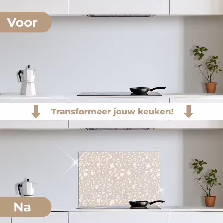 Spatscherm keuken - Bloemen - Steel - Blaadjes — 7
