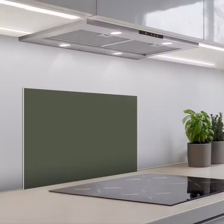 Spatscherm keuken - Groen - Effen kleur - Olijfgroen — 1