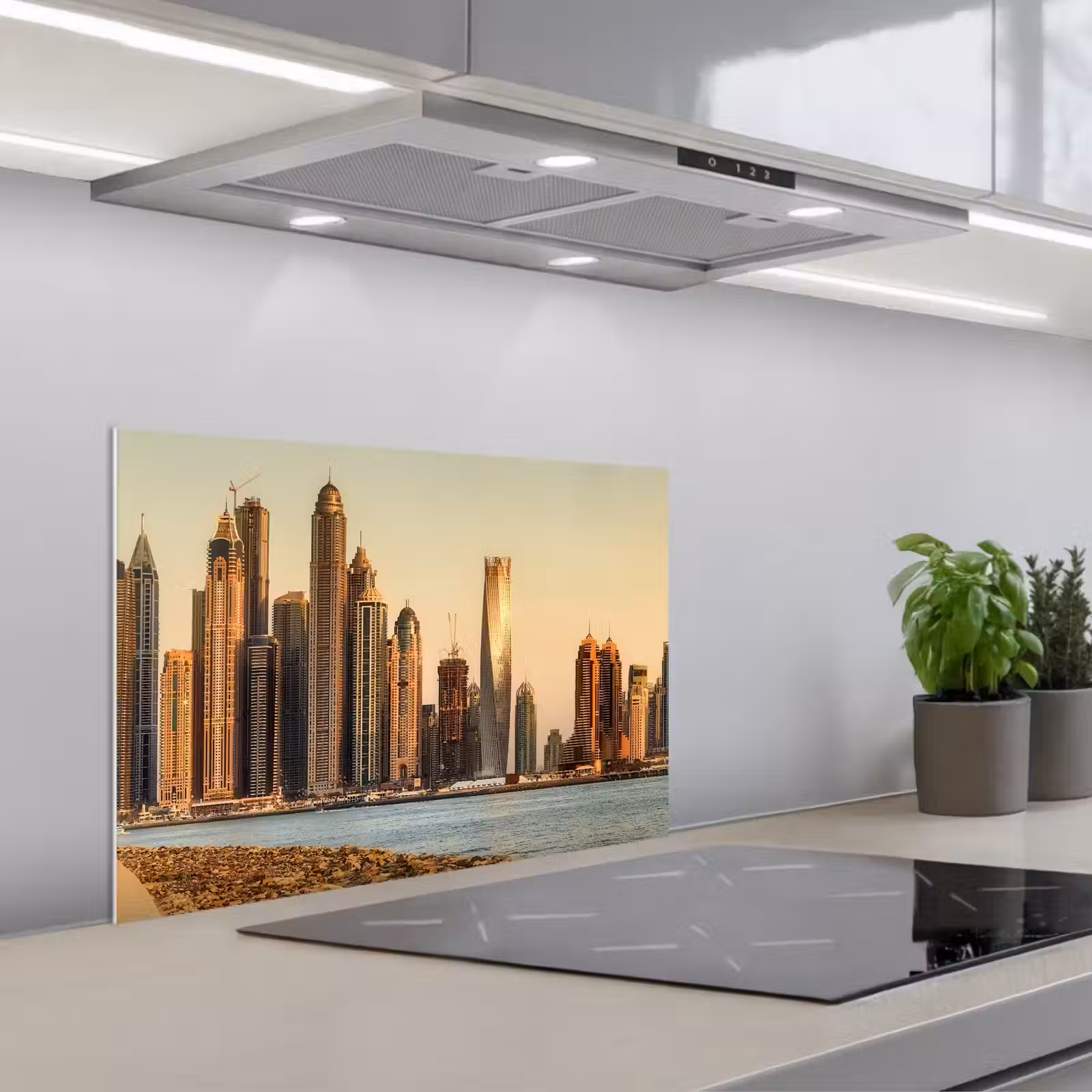 Spatscherm keuken - Skyline - Kanaal - Wolkenkrabbers — 1