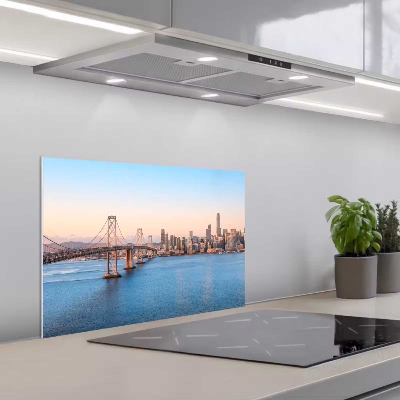Spatscherm keuken - Water - Brug - Skyline - Modern — 1
