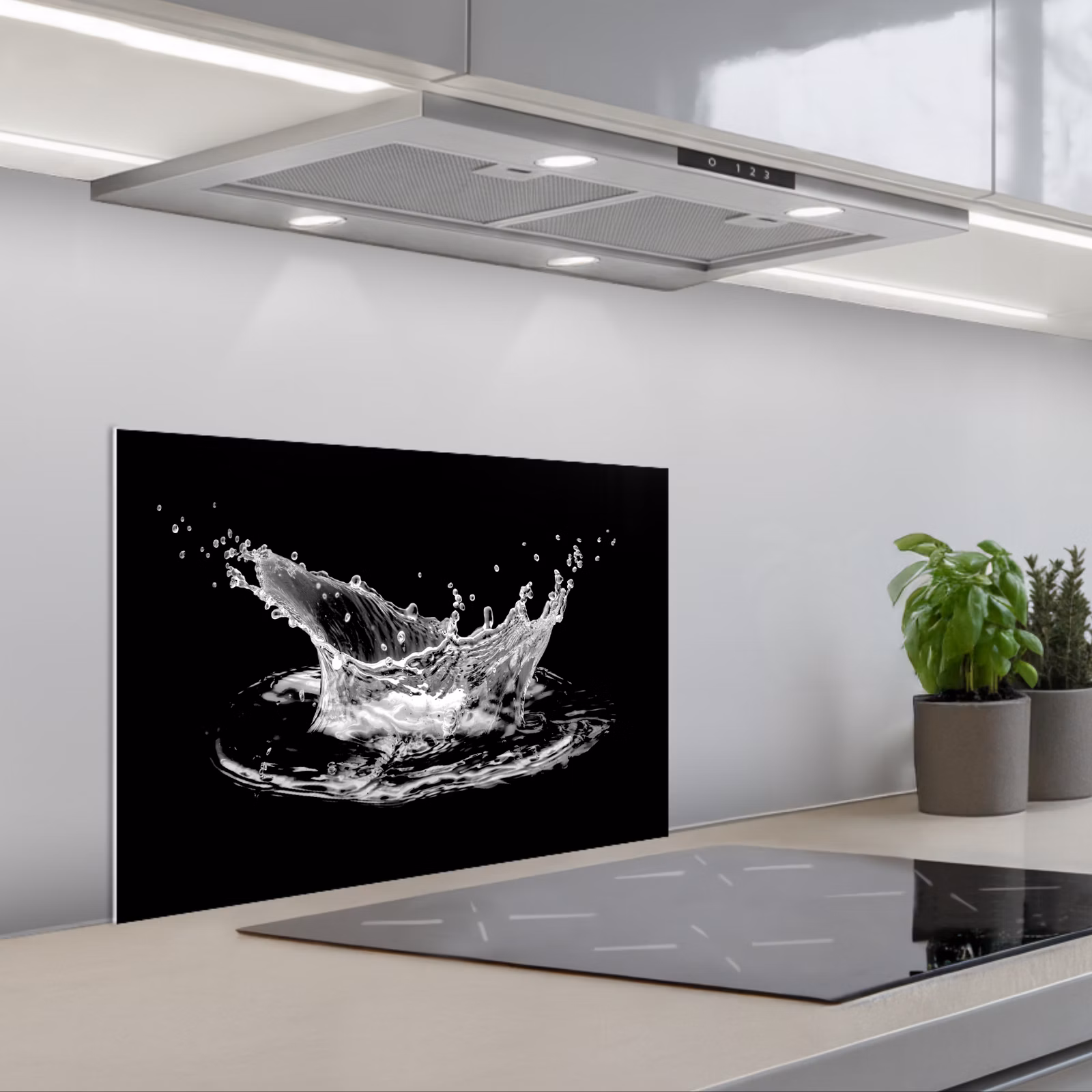 Spatscherm keuken - Water - Splash - Water - Zwart — 1