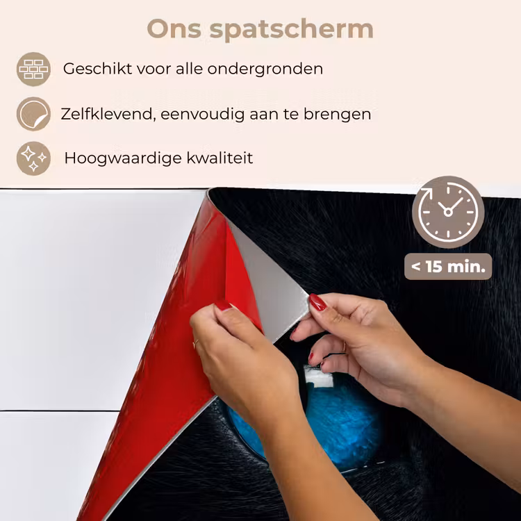 Spatscherm keuken - Kat - Blauw - Dier - Zwart — 4