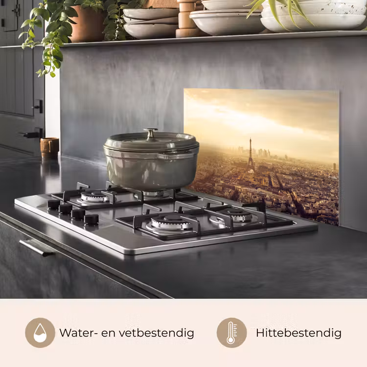 Spatscherm keuken - Parijs - Skyline - Zonsondergang - Steden — 2