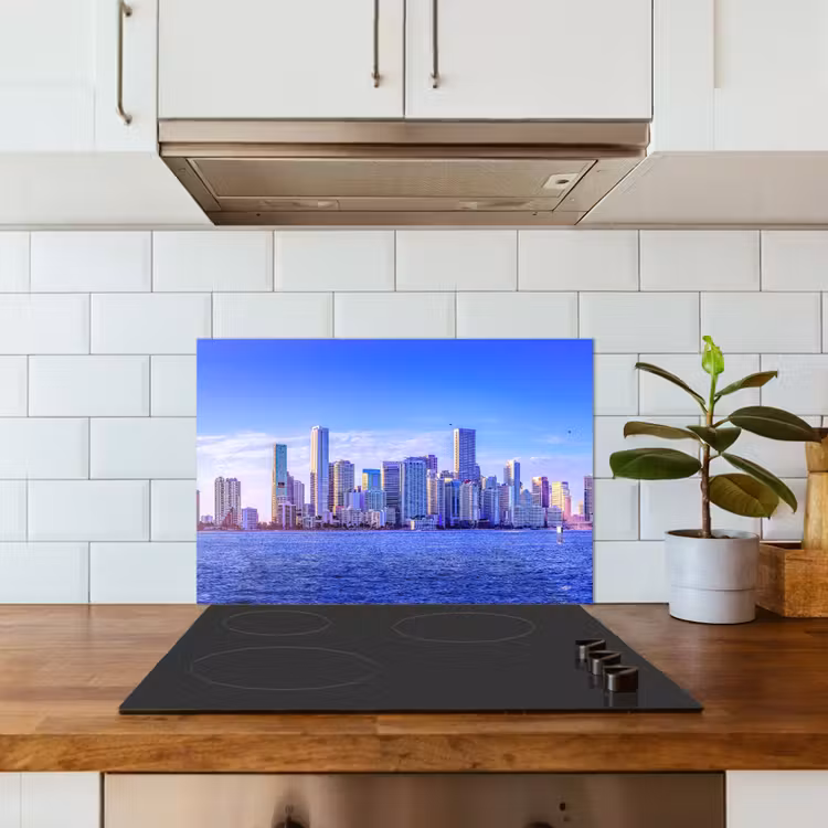 Spatscherm keuken - Skyline - Blauw - Wolkenkrabbers - Stad — 3