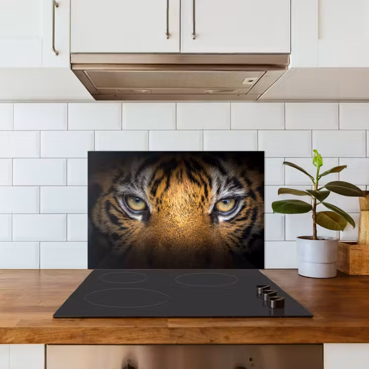 Spatscherm keuken - Tijger - Zwart - Dier — 3