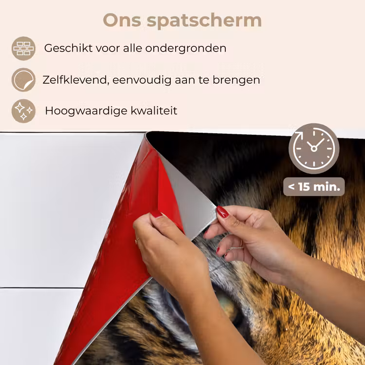 Spatscherm keuken - Tijger - Zwart - Dier — 4