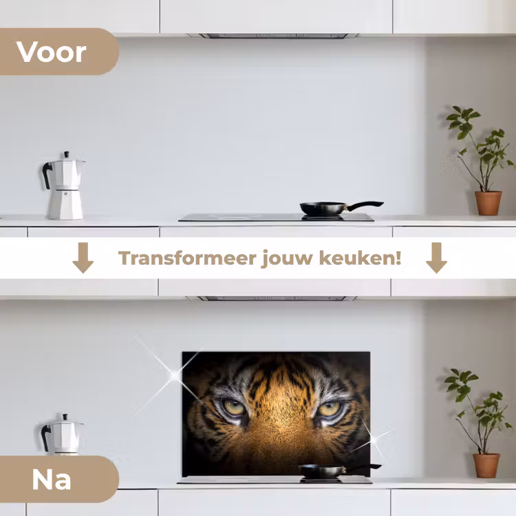 Spatscherm keuken - Tijger - Zwart - Dier — 7