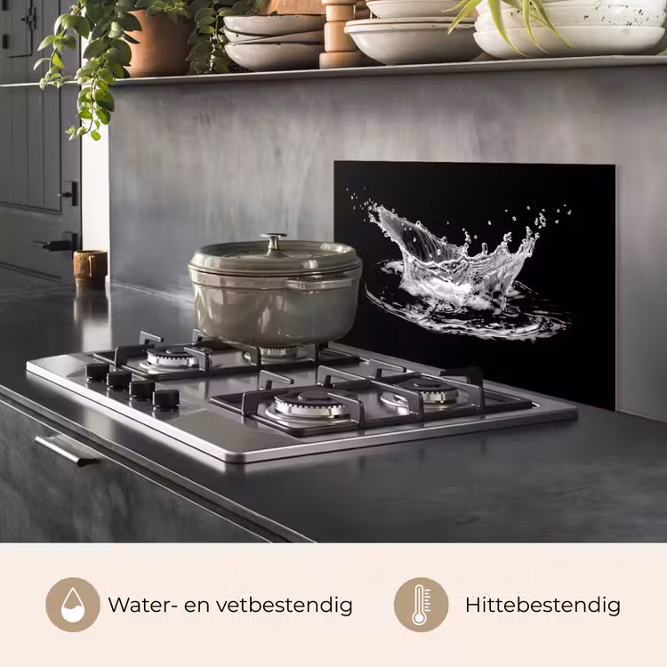 Spatscherm keuken - Water - Splash - Water - Zwart — 2