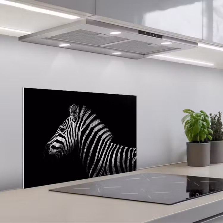Spatscherm keuken - Zebra - Dier - Zwart — 1
